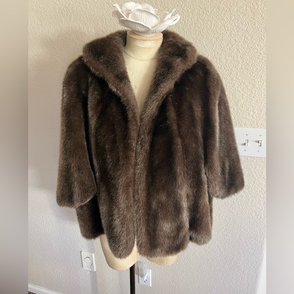 Rare Vintage faux fur shawl poncho cape one size